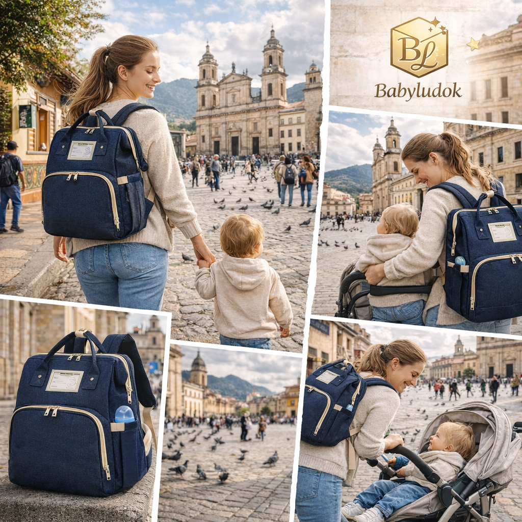 Mochila Pañalera 3 en 1 con Cambiador y Cuna Portátil