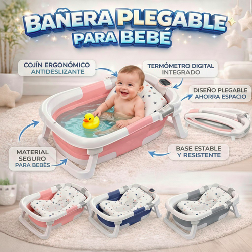 BabyBath Pro™ – Tina Plegable con Termómetro
