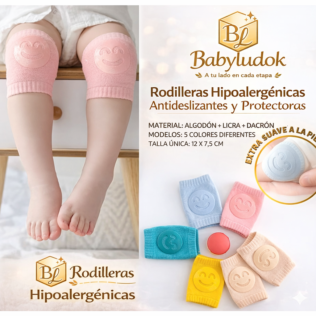 Rodilleras Hipoalergenica antideslizantes y protectoras-Babyludok combo x 6 pares