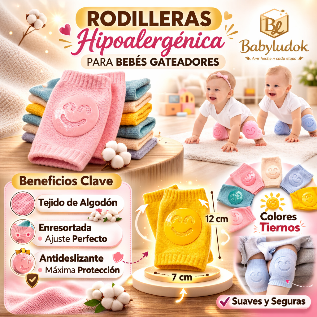 Rodilleras Hipoalergenica antideslizantes y protectoras-Babyludok combo x 6 pares