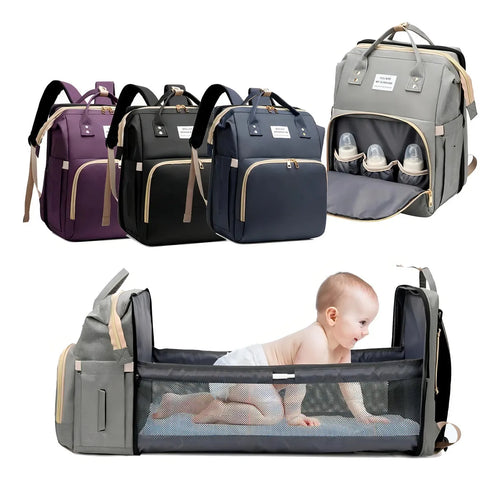 Mochila Pañalera 3 en 1 con Cambiador y Cuna Portátil