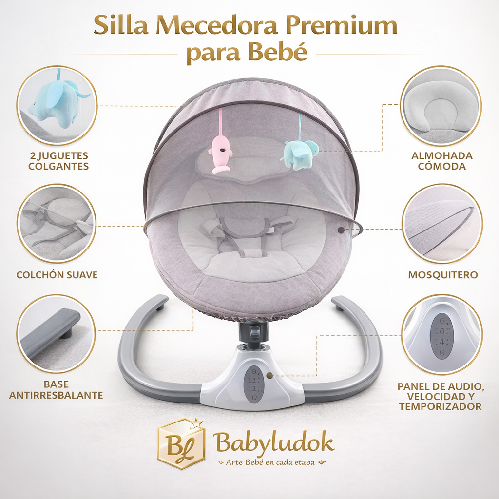 Silla Mecedora Musical Premium para Bebé – Babyludok
