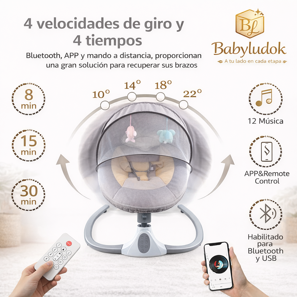 Silla Mecedora Musical Premium para Bebé – Babyludok