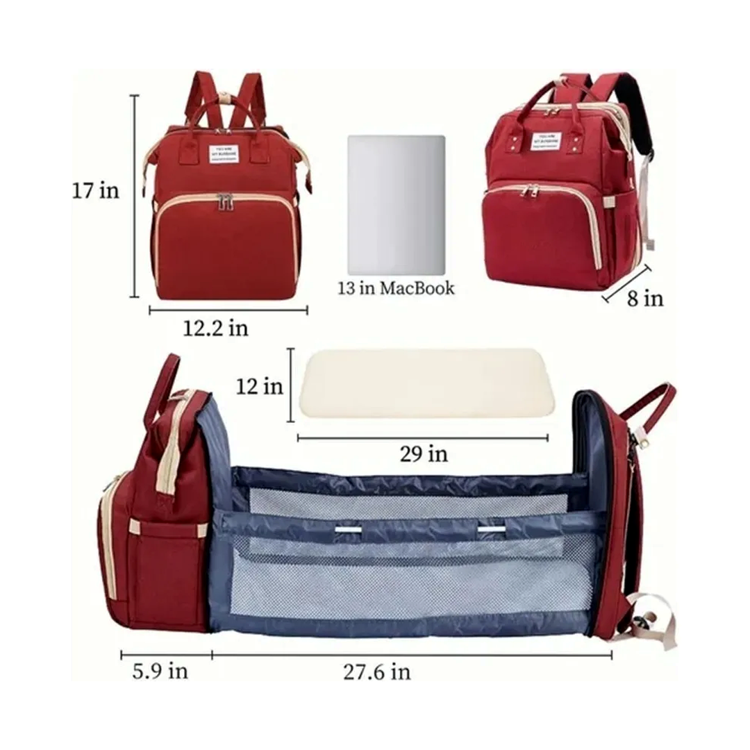 Mochila Pañalera 3 en 1 con Cambiador y Cuna Portátil