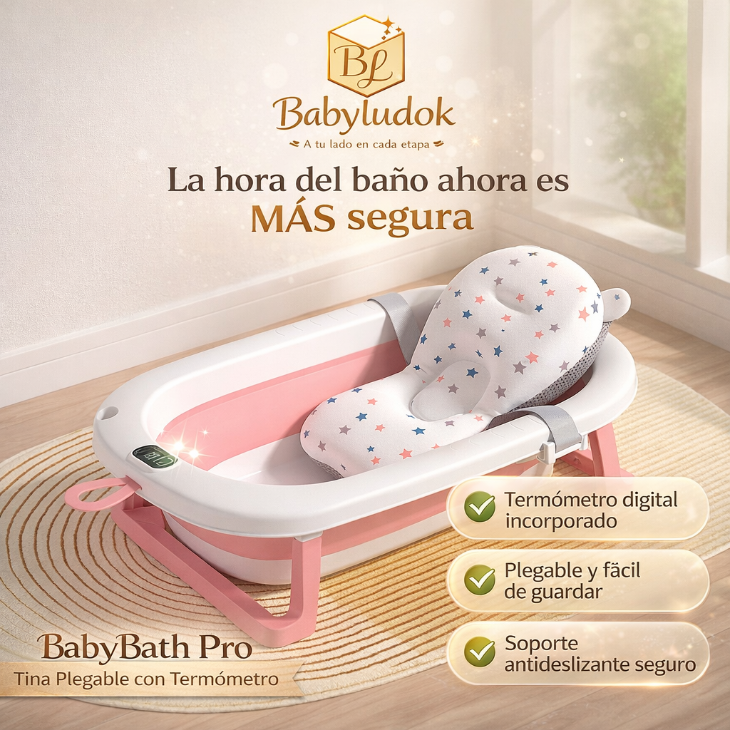 BabyBath Pro™ – Tina Plegable con Termómetro